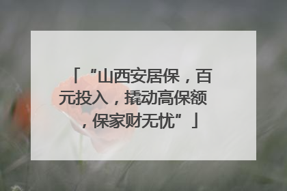 “山西安居保，百元投入，撬动高保额，保家财无忧”