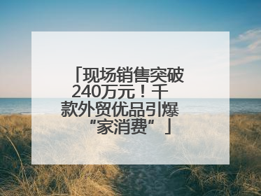 现场销售突破240万元！千款外贸优品引爆“家消费”