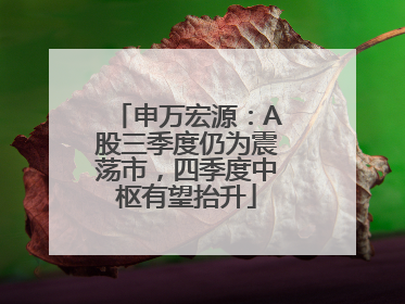 申万宏源：A股三季度仍为震荡市，四季度中枢有望抬升