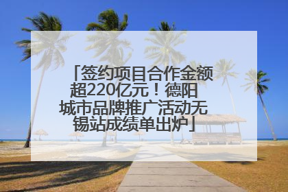 签约项目合作金额超220亿元！德阳城市品牌推广活动无锡站成绩单出炉