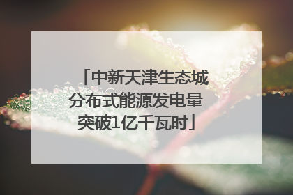 中新天津生态城分布式能源发电量突破1亿千瓦时