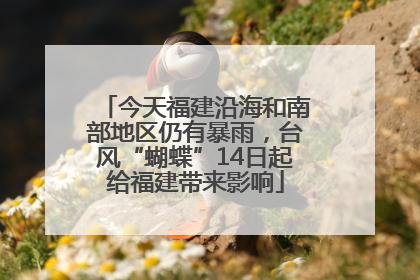 今天福建沿海和南部地区仍有暴雨，台风“蝴蝶”14日起给福建带来影响