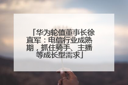 华为轮值董事长徐直军：电信行业成熟期，抓住骑手、主播等成长型需求