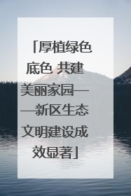 厚植绿色底色 共建美丽家园——新区生态文明建设成效显著