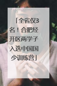 全省仅3名！合肥经开区两学子入选中国国少训练营