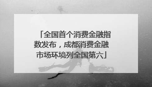 全国首个消费金融指数发布，成都消费金融市场环境列全国第六