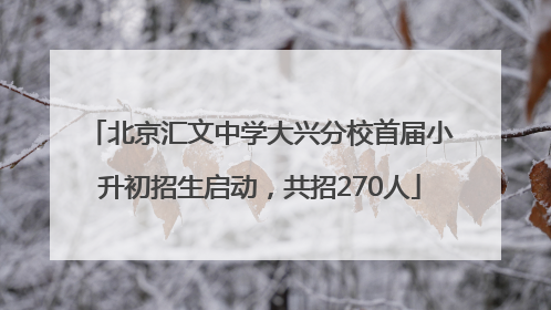北京汇文中学大兴分校首届小升初招生启动，共招270人