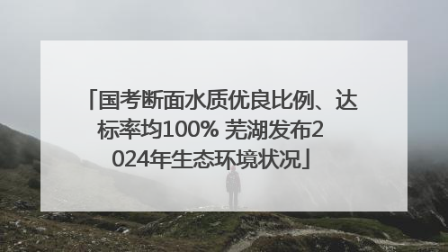国考断面水质优良比例、达标率均100% 芜湖发布2024年生态环境状况