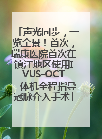 声光同步，一览全景！首次，瑞康医院首次在镇江地区使用IVUS-OCT一体机全程指导冠脉介入手术