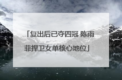复出后已夺四冠 陈雨菲捍卫女单核心地位