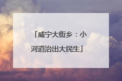 威宁大街乡：小河道治出大民生