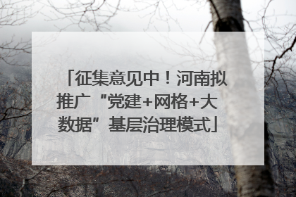 征集意见中！河南拟推广“党建+网格+大数据”基层治理模式