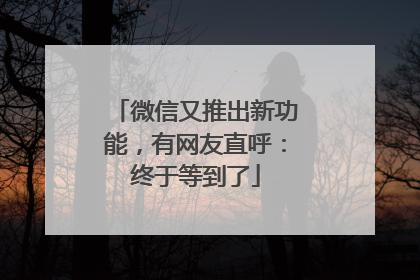 微信又推出新功能，有网友直呼：终于等到了