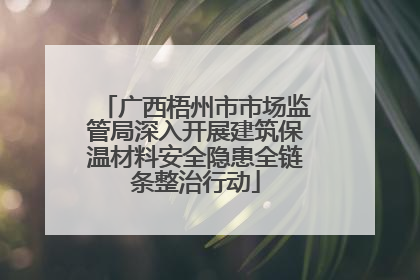 广西梧州市市场监管局深入开展建筑保温材料安全隐患全链条整治行动