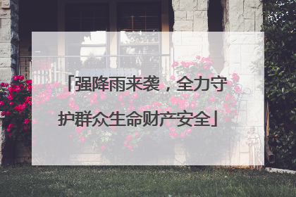 强降雨来袭，全力守护群众生命财产安全