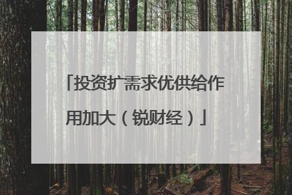 投资扩需求优供给作用加大（锐财经）