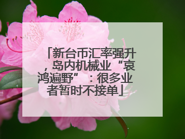 新台币汇率强升，岛内机械业“哀鸿遍野”：很多业者暂时不接单