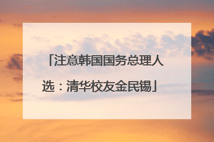 注意韩国国务总理人选：清华校友金民锡