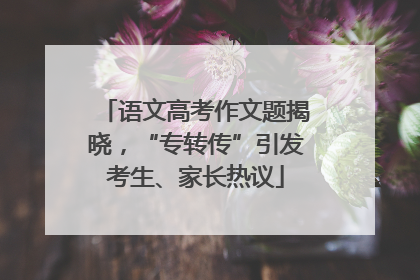 语文高考作文题揭晓，“专转传”引发考生、家长热议