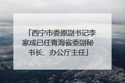 西宁市委原副书记李家成已任青海省委副秘书长、办公厅主任
