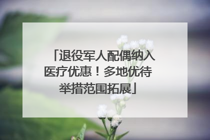 退役军人配偶纳入医疗优惠！多地优待举措范围拓展