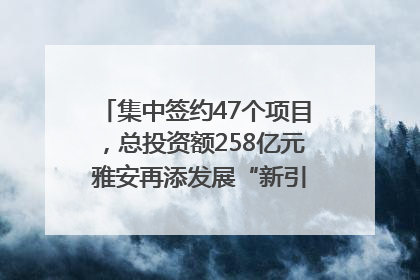 集中签约47个项目，总投资额258亿元 雅安再添发展“新引擎”｜数读西投