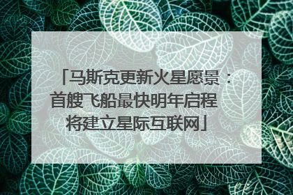 马斯克更新火星愿景：首艘飞船最快明年启程 将建立星际互联网
