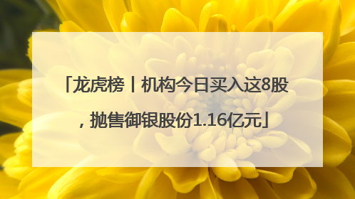 龙虎榜丨机构今日买入这8股，抛售御银股份1.16亿元