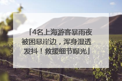4名上海游客暴雨夜被困悬崖边，浑身湿透发抖！救援细节曝光