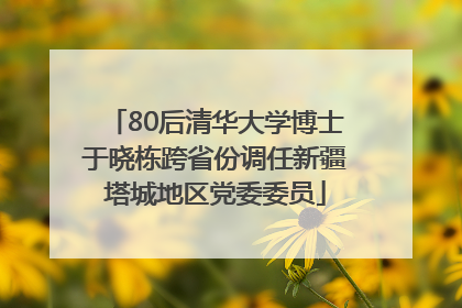 80后清华大学博士于晓栋跨省份调任新疆塔城地区党委委员